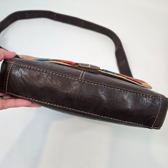 Stamp 10 Corduroy & Faux Leather Patchwork Lacy Crossbody Bag Fall Boho Gift NEW - Picture 5 of 12